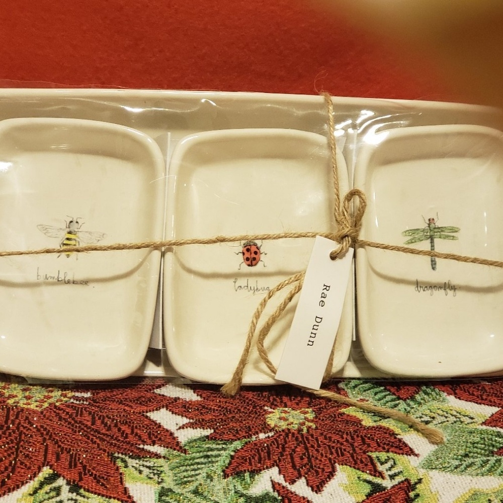 Serving tray with 3 dishes